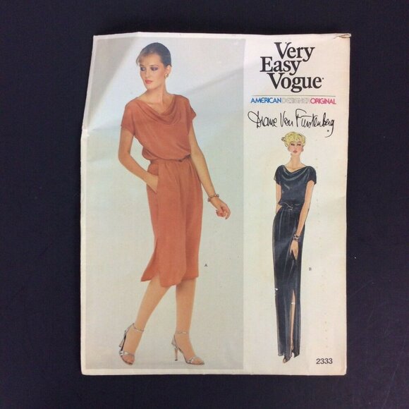 Vogue 2333 Diane Von Furstenberg Dress Sewing Pattern Sz 8 American Designer - Picture 1 of 4